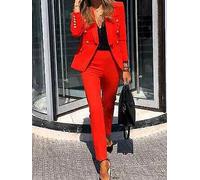 Tailleur elegante ufficio completo donna rosso elegante giacca pantalone 4936