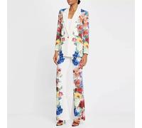 Tailleur Set Floreale Bianco Con Giacca Sartoriale Chic Per Cerimonia CF50898