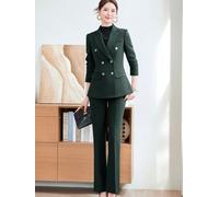Tailleur Verde Smeraldo Donna Giacca Doppio Petto E Pantalone Elegante CF59481