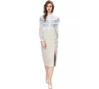 Tailleur Vestito Abito Donna Elegante Completo Set Tailleur Azzurro Pizzo 21899