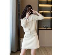 Tailleur Vestito Abito Donna Elegante Completo Set Tailleur Bianco Teddy 87565