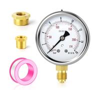 TAILONZ PNEUMATIC 0-16 bar acciaio inox 1/4" BSP 2,5" pollici FACE DIAL Manometro a liquido WOG Acqua Olio Gas staffa inferiore