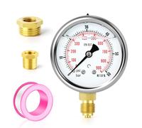 TAILONZ PNEUMATIC 0-60 bar acciaio inox 1/4" BSP 2,5" pollici FACE DIAL Manometro a liquido WOG Acqua Olio Gas staffa inferiore