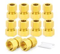 TAILONZ PNEUMATIC 10 Pezzi Raccordo a Compressione in Ottone, Adattatore Diritto Filettato Femmina da 8mm OD x 1/8", Connettore per Tubi in Rame, Plastica e Alluminio