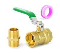 TAILONZ PNEUMATIC 1PCS Kit di mini valvole a sfera in ottone, raccordo per tubi con filettatura femmina x femmina da 1/2 pollice con nipplo versione estesa e ispessita