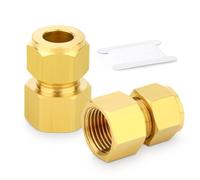 TAILONZ PNEUMATIC 2 Pezzi Raccordo a Compressione in Ottone, Adattatore Diritto Filettato Femmina da 12mm OD x 1/2", Connettore per Tubi in Rame, Plastica e Alluminio