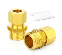 TAILONZ PNEUMATIC 2 Pezzi Raccordo a Compressione in Ottone, Adattatore Diritto Filettato Maschio da 8mm OD x 1/4" BSP, Connettore per Tubi in Rame, Plastica e Alluminio