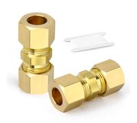 TAILONZ PNEUMATIC 2 Pezzi Raccordo a Compressione in Ottone, Giunto Diritto 10mm, Connettore per Tubi a Doppia Ogiva per Tubi in Rame, Plastica e Alluminio
