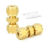 TAILONZ PNEUMATIC 2 Pezzi Raccordo a Compressione in Ottone, Giunto Diritto 4mm, Connettore per Tubi a Doppia Ogiva per Tubi in Rame, Plastica e Alluminio