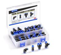 TAILONZ PNEUMATIC 4mm OD Raccordi a pressione Kit raccordi pneumatici 10 Spliters+10 Gomiti+10 Tee+10 Dritti (40 pezzi)