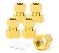 TAILONZ PNEUMATIC 5 Pezzi Raccordo a Compressione in Ottone, Adattatore Diritto Filettato Femmina da 10mm OD x 1/2", Connettore per Tubi in Rame, Plastica e Alluminio