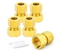 TAILONZ PNEUMATIC 5 Pezzi Raccordo a Compressione in Ottone, Adattatore Diritto Filettato Femmina da 8mm OD x 3/8", Connettore per Tubi in Rame, Plastica e Alluminio