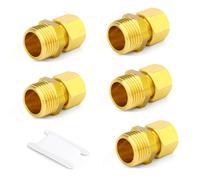TAILONZ PNEUMATIC 5 Pezzi Raccordo a Compressione in Ottone, Adattatore Diritto Filettato Maschio da 10mm OD x 1/2" BSP, Connettore per Tubi in Rame, Plastica e Alluminio
