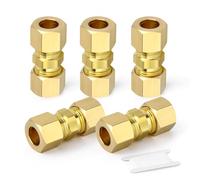 TAILONZ PNEUMATIC 5 Pezzi Raccordo a Compressione in Ottone, Giunto Diritto 10mm, Connettore per Tubi a Doppia Ogiva per Tubi in Rame, Plastica e Alluminio
