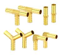 TAILONZ PNEUMATIC 8PCS 10mm Brass Hose Barb Set, Gomito ad angolo retto a 90 gradi L, connettore del tubo dell'aria a Y, connettore del tubo a T, multiuso carburante/aria/acqua/olio/gas/acqua