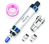 TAILONZ PNEUMATIC Cilindro pneumatico a doppia azione con foro da 32 mm e corsa da 50 mm con connettore a Y e 2 pezzi di raccordo da 8 mm MAL32x50