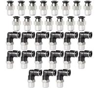 TAILONZ PNEUMATIC Combinazione a gomito e diritto 1/4 di pollice tubo OD x 1/8 di pollice NPT filettatura Push per collegare raccordi PC-1/4-N1+PL-1/4-N1 (confezione da 30)