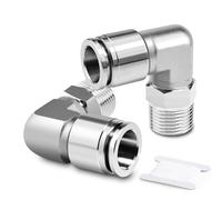 TAILONZ PNEUMATIC Raccordi a gomito in acciaio inox 304 filettatura maschio 10 mm OD guaina x 3/8 BSP push-in PL10-03 (confezione da 2)