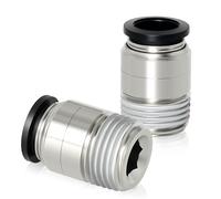 TAILONZ PNEUMATIC Raccordi a innesto rapido con tubo tondo maschio diritto da 6 mm OD x filettatura BSP da 3/8 di pollice POC6-03 (confezione da 2)