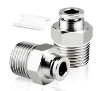 TAILONZ PNEUMATIC Raccordi a pressione con tubo diritto maschio da 10 mm OD x filettatura BSP da 1/2 pollice TPC10-04 (confezione da 2)