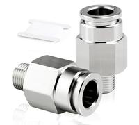 TAILONZ PNEUMATIC Raccordi a pressione con tubo diritto maschio da 6 mm OD x filettatura BSP da 1/8 di pollice Rame nichelato TPC6-01 (confezione da 5)
