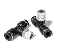 TAILONZ PNEUMATIC Raccordi a T per diramazione maschio 6 mm OD tubo x 1/4 di pollice filettatura BSP PB6-02(confezione da 2)