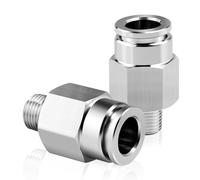 TAILONZ PNEUMATIC Raccordi diritti maschi in acciaio inox da 10 mm di diametro esterno x 1/8 BSP da collegare PC10-01 (conf. da 2)