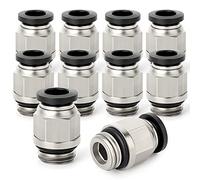 TAILONZ PNEUMATIC Tubo diritto da 6 mm OD x 1/4 di pollice filettatura G Raccordo a pressione con anello di tenuta PCG6-02 (confezione da 10)