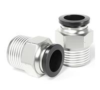 TAILONZ PNEUMATIC Tubo dritto maschio da 1/2" OD x 1/2" NPT filettatura a spinta per collegare raccordi PC-1/2-N4 (confezione da 2)