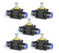 TAILONZ PNEUMATIC Valvola di regolazione del flusso d'aria con raccordo a pressione, regolatore di velocità in linea Raccordo diritto - 4MM OD tubo x 4MM OD tubo LSA-4 （Confezione da 5）