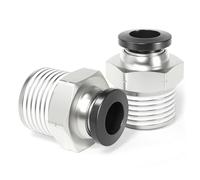 TAILONZ PNEUMATICI Rame maschio diritto 12mm tubo OD x 1/2 BSP Raccordi ad innesto rapido PC12-04 (Confezione da 2)