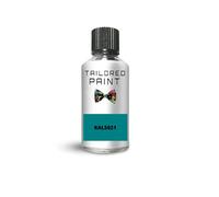 Tailored Paint Vernice lucida diretta 2K RAL codice colore per legno, metallo, plastica, PVC, auto, moto, scooter, trattore (bottiglia ritocco con pennello, RAL5021 acqua blu)