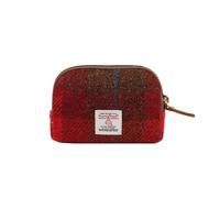 TAILORMAP Harris Tweed Mini Travel Makeup Carry Case Cosmetici Borsa Portatile Elettronica Accessori Organizzatore Portamonete, Plaid rosso., Scozzese scozzese