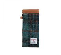 TAILORMAP Harris Tweed Squeeze - Custodia per occhiali da sole in pelle, Blu navy, Taglia unica, classico