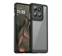 TailTech Custodia rigida in acrilico trasparente per OPPO A5 5G, colore: nero