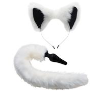 Set Dildo Anale con Coda e Orecchie di Volpe Bianca TAILZ