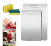 Taima - Tagliere in titanio taimatitanio, in acciaio inossidabile 304, double-face, per uso alimentare, ispessito, per carne, frutta e verdura (S+M)