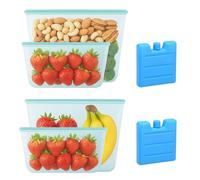TaimeiMao 4 sacchetti in silicone per alimenti, sacchetti per congelatore, riutilizzabili, con 2 piccole lavagne, sacchetti per congelatore e sacchetti in silicone, sacchetti per sandwich, sacchetti