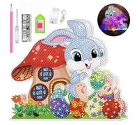 TaimeiMao Diamond Painting Pasqua,Kit per Pittura con Diamanti 5D,con Luci a LED,con Coniglietto e Uova di Pasqua,per Decorazione Pasquale,Fai da te Diamante Pasquale Pittura