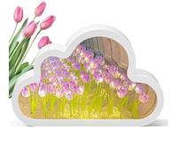 TaimeiMao Lampada Tulipani,Lampada con 20 Tulipani,Luce Notturna a Specchio a Forma di Tulipano per Camera da letto,Soggiorno,Desktop,Decorazione Della Casa (2 porpora)