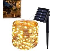 TaimeiMao Luci da Giardino Solari, Luci da Esterno Giardino, Luce Solare LED Esterno, Filo di Rame Luce Decor, 8 Modalità, 12M 100LED, IP65, Exterior, Terraza, Balcón, Fiesta, Boda - Bianco Caldo