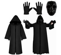 TaimeiMao Maschera da calamaro + include mantello + maschera per gli occhi + guanti + carta*10, per Halloween, carnevale e carnevale come costume per uomini e donne.
