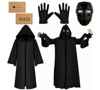TaimeiMao Maschera da calamaro + include mantello + maschera per gli occhi + guanti + carta*10, per Halloween, carnevale e carnevale come costume per uomini e donne（XL）