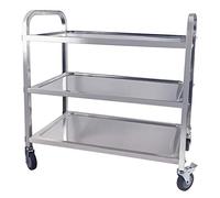 TAIMIKO Carrello di servizio INOX 3 ripiani portaoggetti con ruote, 4 misure a scelta (85 x 45 x 90 cm)
