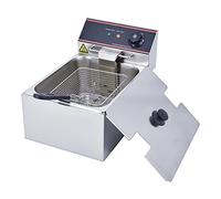 TAIMIKO Friggitrice elettrica 6L Friggitrice Commerciale Friggitrice Professionale Singola Serbatoio Inox Con 2 Manici Plastica 3000W 220V-240V Termostato 60-200°C