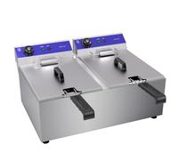 TAIMIKO Friggitrice elettrica, in acciaio inox, termostato da 60 a 200 °C, cestino per friggere e coperchio, bacino rimovibile (2 x 8 l)