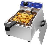 Taimiko Friggitrice Professionale Friggitrice Elettrica Commerciale Unica Serbatoio In Acciaio Inox 3000W 220V-240V Termostato 60-200°C (6L)