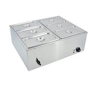 TAIMIKO Scaldavivande Professionale bagnomaria Elettrico per Buffet in Acciaio Inossidabile con 6 vassoi