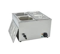 TAIMIKO Scaldavivande professionale bagnomaria elettrico per buffet in acciaio inossidabile da 1500W, 220V, dotato di 4 ciotole 1/6