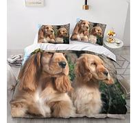 taimowei Cocker Spaniel Set Di Biancheria Da Letto Di 3D, Copripiumino in Microfibre Ipoallergenico 3 Pezzi Copripiumini Per Coppia Con Chiusura A Cerniera Set Per Adulti Double(200x200cm)
